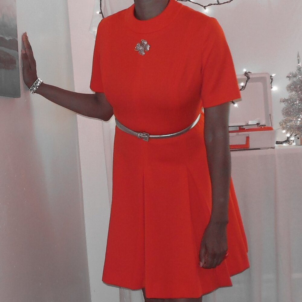 60's Plus Size 16 Vintage Mod Red Dress